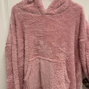 Cozy Pink Fuzzy Hoodie Sweater